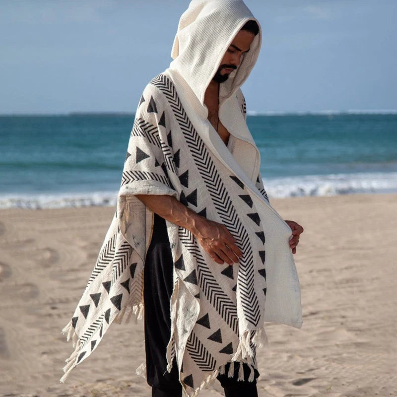 Vacation Seaside Beach Casual Loose Mens Robes Summer Outdoor Leisure Breathable Sunproof Cloaks Men Ethnic Printed Cardigans
