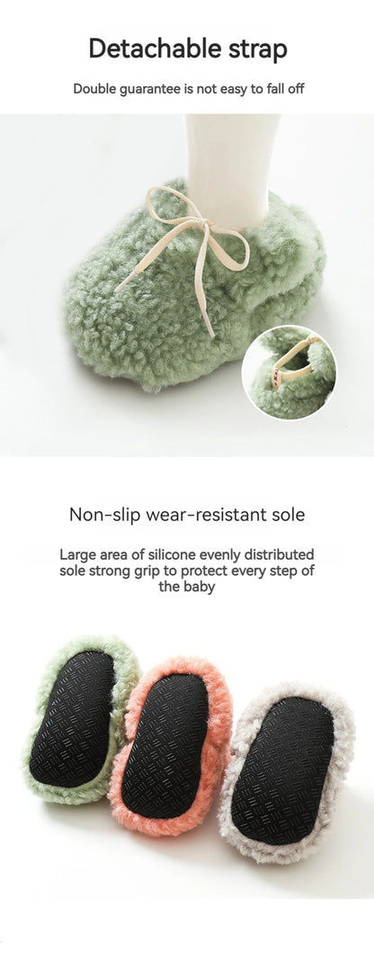 Baby Shoes Winter Baby Boy Girl Booties Fluff Soft Toddler Shoes First Lamb Cashmere Anti-Slip Warm Newborn Infant Crib Shoes