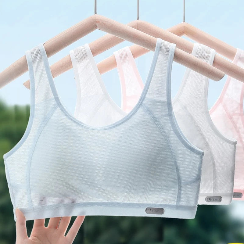 1-3PCS Thin Underwear for Teenage Girls  Anti-Bounce Bra for Schoolgirls Pure Cotton Sports Bra for Kids Bra Summer