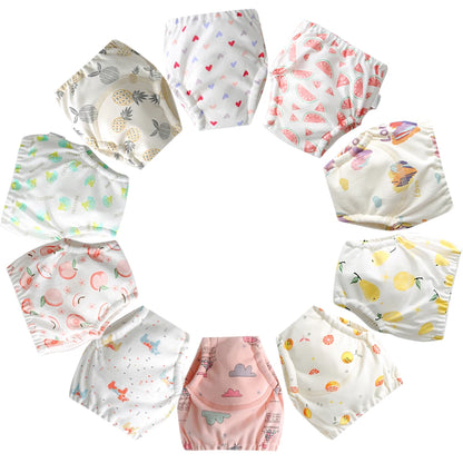 10 Pcs Reusable Baby Training Pants Washable Kids Cloth Diaper Nappies Changing Underwear Infant Toddler Potty Training Panties