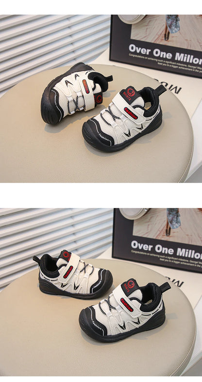 Boys Walking Shoes Toes Capped Mesh Breathable Kids Casual Shoes Soft Bottom 2025 Autumn New Baby Flat Shoes Non-slip Trendy