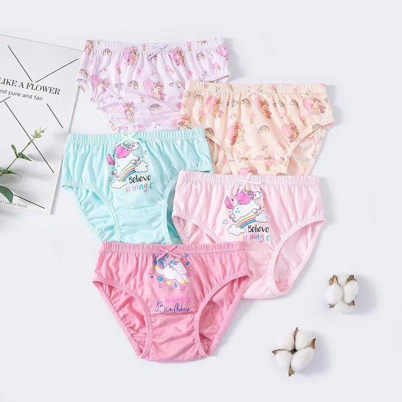 5 Packs/Box Children Underwear Girls Panties Cotton Comfortable Toddlers Kids Triangle Underpants Breathable Briefs For Girls