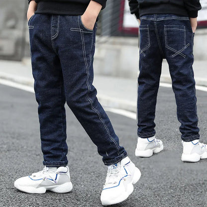 IENENS Kids Boys Jeans  Fashion Clothes Classic Pants Denim Clothing Children Baby Boy Casual Bowboy Long Trousers  5-13Y