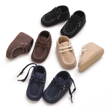 Classic Casual  Baby Shoes for Boys 0-1 Year Old Lace-Up Spring Autumn Soft Sole Comfortable Casual Walking Shoes