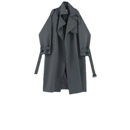 Fashionable and Versatile Women's Mid-length Windbreaker Coats for Spring and Autumn, with Loose Fit Design. Long Coat