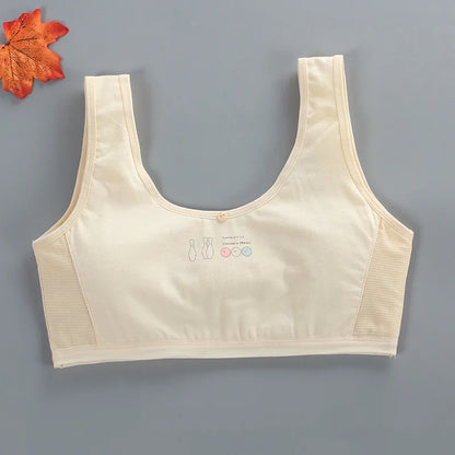 Girls Bra Puberty Students Pure Cotton Mesh Summer Breathable Vest Underwear for Junior and High School Students KF931