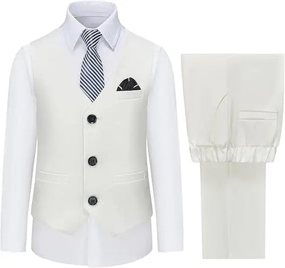 Boys Vest and Pants Set with Tie Formal Dress Suit Teen Boy Wedding Communion Outfit Kids Piano Host Performance Costume
