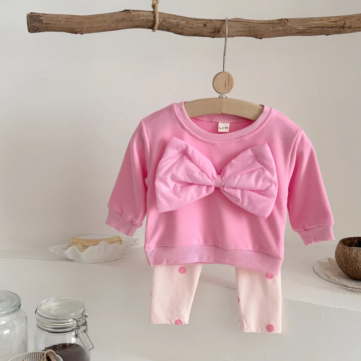 Baby Clothing Sets Autumn Cotton Casual 2 PCS Baby Girl Clothes Three Dimensional Large Bow Top+Pants 1-3 Y