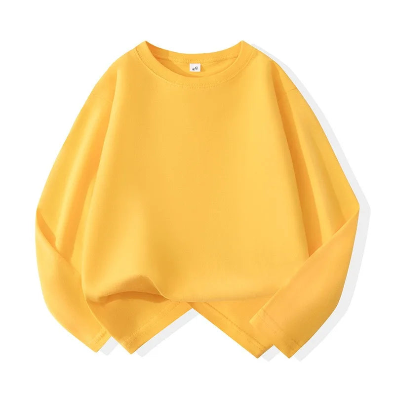 Girls Boys Long Sleeve T-Shirts Casual Kids Pure Cotton O-neck Solid Tee Tops Spring Blouse T Shirt for Teens Girl Clothes 3-14Y