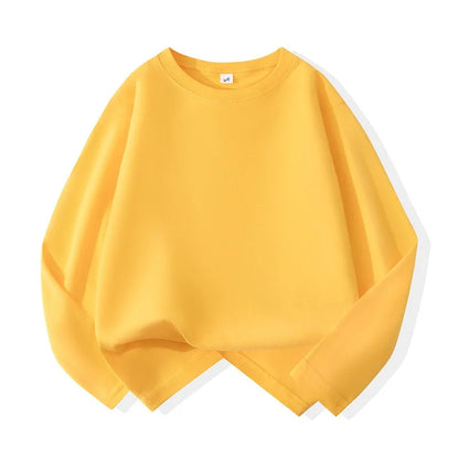 Girls Boys Long Sleeve T-Shirts Casual Kids Pure Cotton O-neck Solid Tee Tops Spring Blouse T Shirt for Teens Girl Clothes 3-14Y