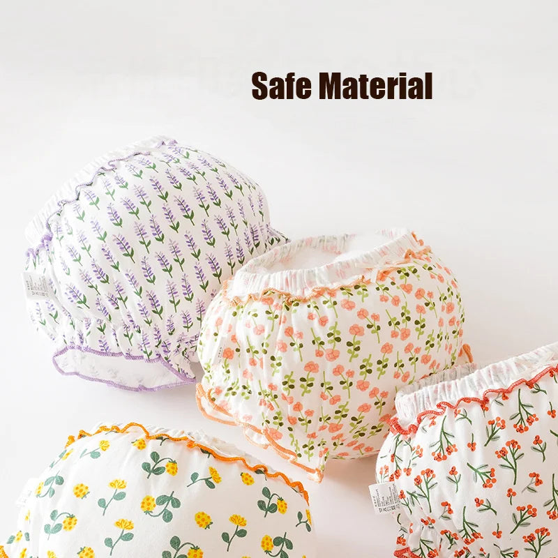 4pcs Pure Cotton Baby Panties Toddler Potty Training Underwear For Boys Girls Infant Newborn Wear Outside Fashion Bow Underpants