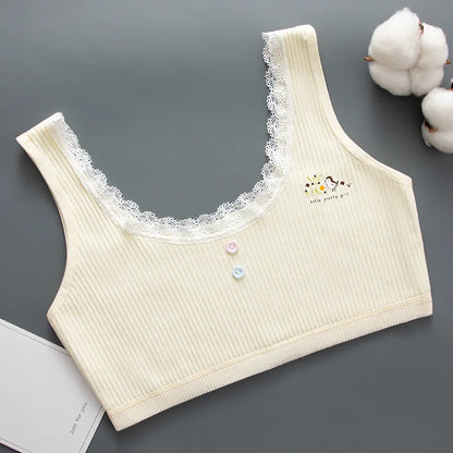 Girls Bra Student Developmental Girls Cotton Underwear For 10-12-15 Years Old Junior High School Girls Small Vest Bra