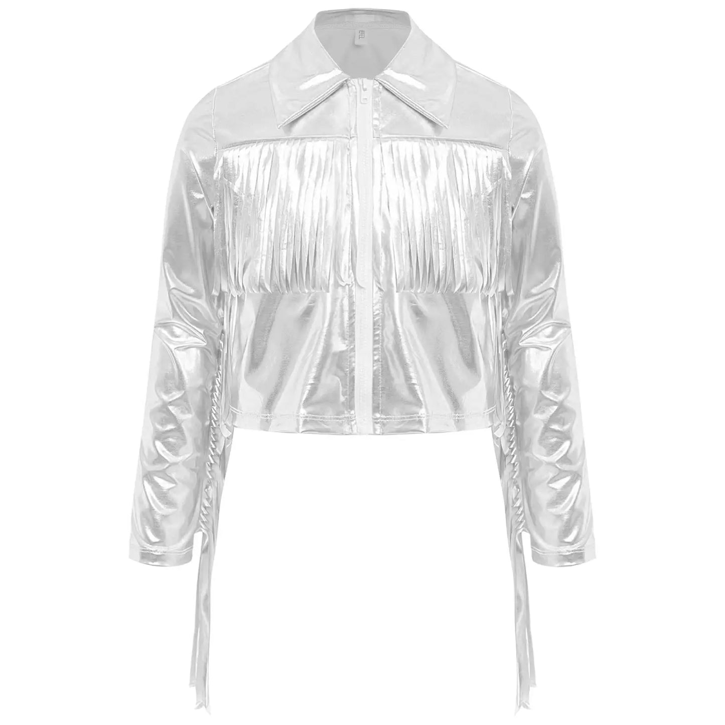 Kids Girls Long Sleeve Casual Sports Bomber Jackets Jazz Hip-hop Street Dance Costume Boys Shiny Metallic Baseball Outwear Coats