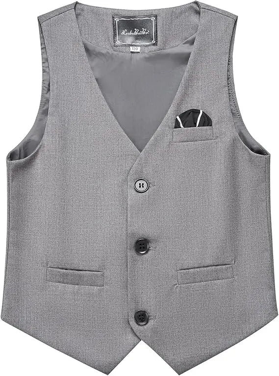 Boys Vest and Pants Set with Tie Formal Dress Suit Teen Boy Wedding Communion Outfit Kids Piano Host Performance Costume