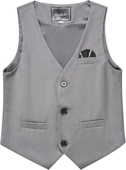 Boys Vest and Pants Set with Tie Formal Dress Suit Teen Boy Wedding Communion Outfit Kids Piano Host Performance Costume