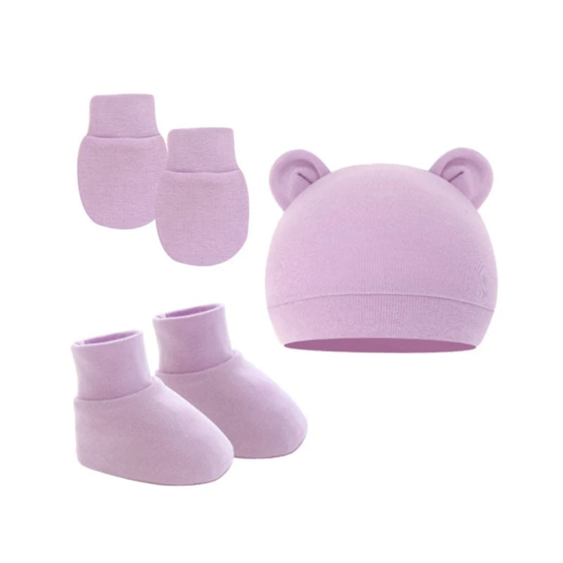 Baby Ears Newborn Hats Mittens and Socks Set for Boys Girls Beanie Hat 0-6 Month Baby Stuff (Pack of 3) Dropshipping