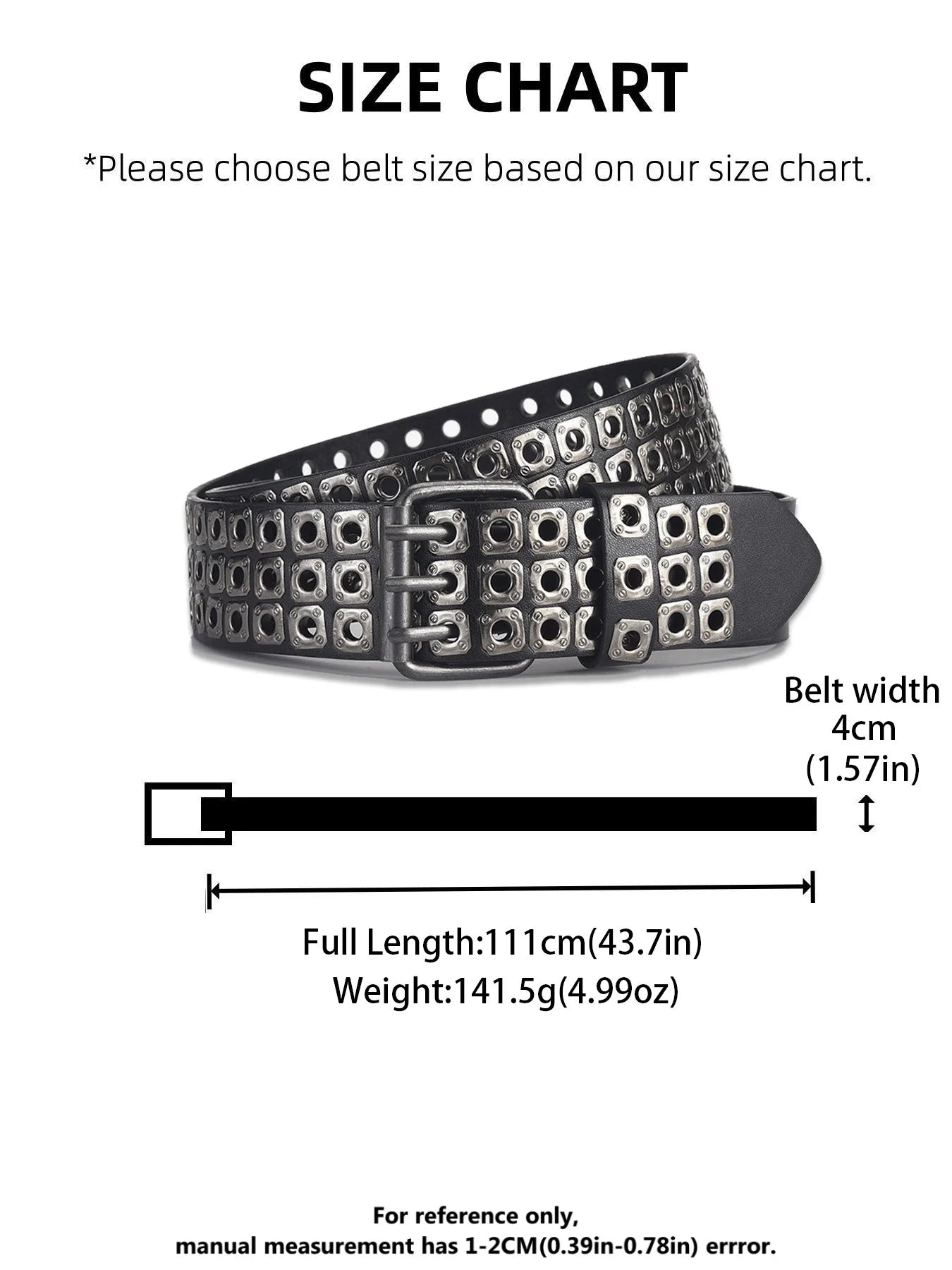 New Women Belt  Fashion Square Beads, Willow Nails, Three Exhaust Eyes, Punk Street Cool, Personalized Men's and Women's Belts