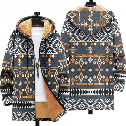 Men Cardigans Coats Retro Aztecs Printed Plush Thick Winter Abstract Art Graphics Jackets Casual Streetwear Unisex Clothing