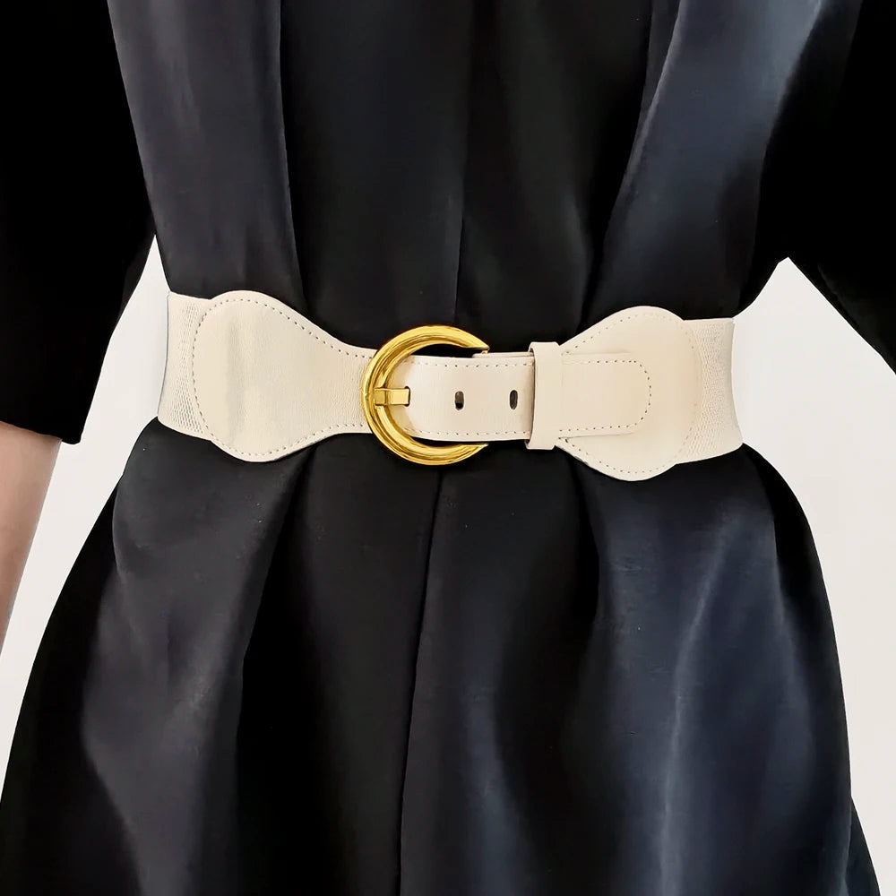 Women Belts PU Leather Corset Belt Female Metal Buckle Belts for Ladies Leisure Dress Jeans Wide Waistband