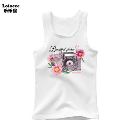 Girls Perfume Floral Singlet Cotton Underwear Summer Children Pink Tank Tops Toddler Kids Sleeveless T-shirt