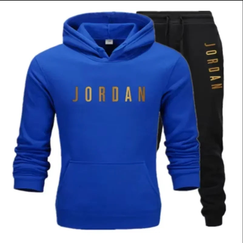 Men's printed sports suit hoodie and sweatpants two-piece set suitable for casual sports street wear