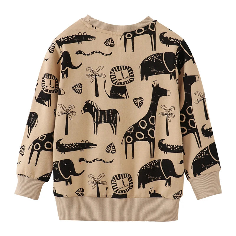 New Baby Boys Tops Kids Clothes Children's Clothing Autumn 2025 Spring Cartoon Animals Infants Sweatshirts Hoodie