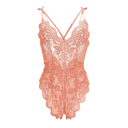 Women Lingerie Short Lightweight Nightgown Flower Lace Underwear Babydoll V Neck Sleepwear Strap Chemise, Add Female Charm