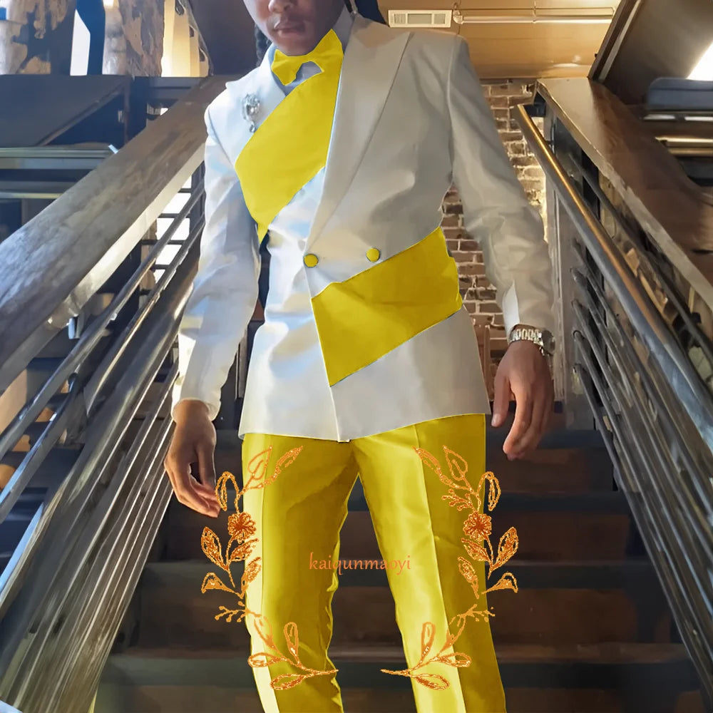 Men's Suit 2 Piece Set Stylish Design Formal Party Dress Elegant Men's Suit Color Block Blazer Pants Customized Outfit