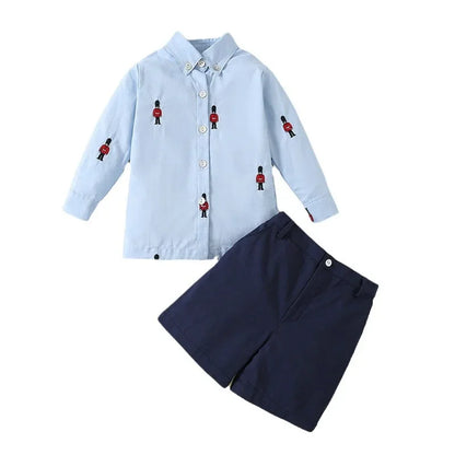 2025 Baby Boys Birthday Party Outfits Children Formal Long Sleeve Shirts and Shorts 2PCS Suits Kids Spanish Clothing Toddler Set