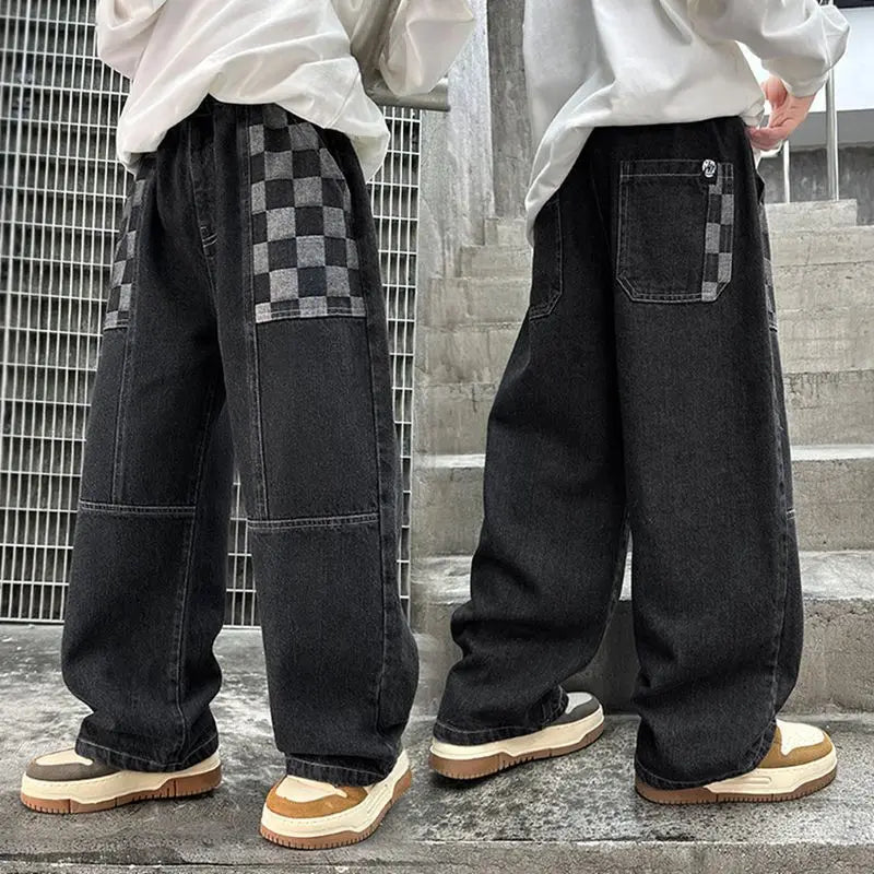Boy Jeans For Teenage Casual Style Letter Pattern Loose Pants For Children Toddler Kids Clothes 4 6 8 9 10 11 12 13 14 Years