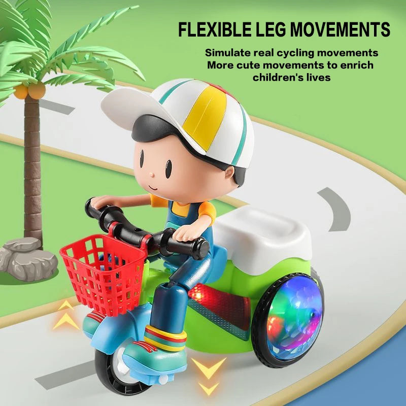 Big Head Boy Three-Wheel Toy Car Stunt Rotation with Colorful Sound And Light Baby's Favorite Holiday Gift for Kids