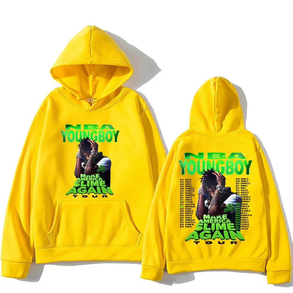 "YoungBoy Never Broke Again Tour 2026" says singing handprint hoodie street fashion hoodie men's hip-hop high-quality hoodie