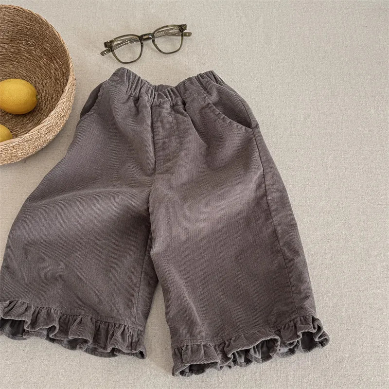 Girls K-Style Corduroy Cropped Pants 2025 Autumn New Arrival Casual Comfortable Fashion Kids Clothing Kids Girl  Trousers