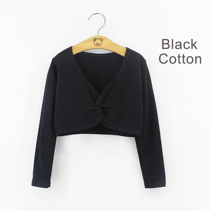 Girls Dance Wear Kids Dance Leotard Cover Long Sleeve Winter Practice Training Pullover Top for Ballet Class Clothing