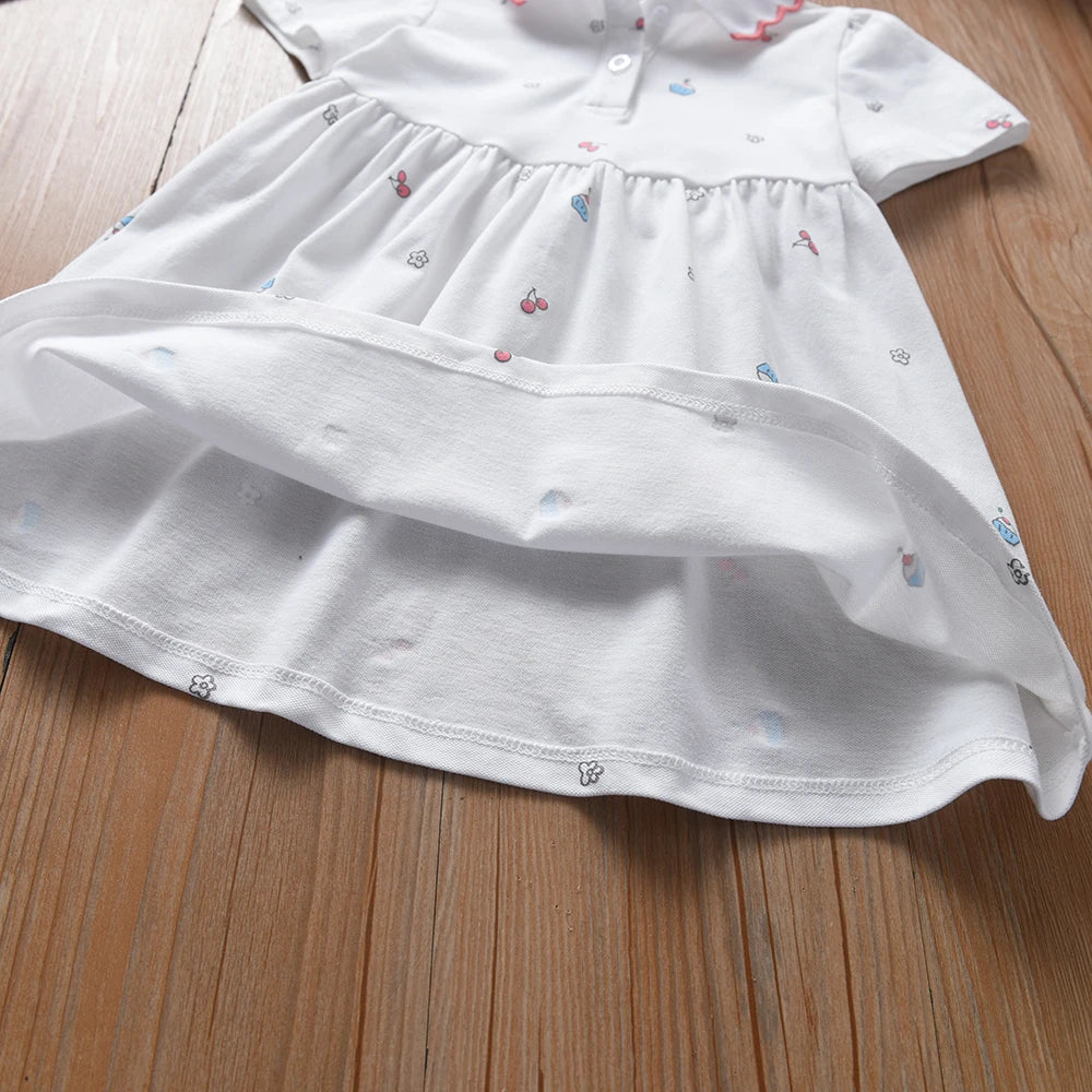 Baby Girls' Dress Summer Short Sleeved Cotton Clothes for Children Aged 2-6 Years Cute Casual Outfit