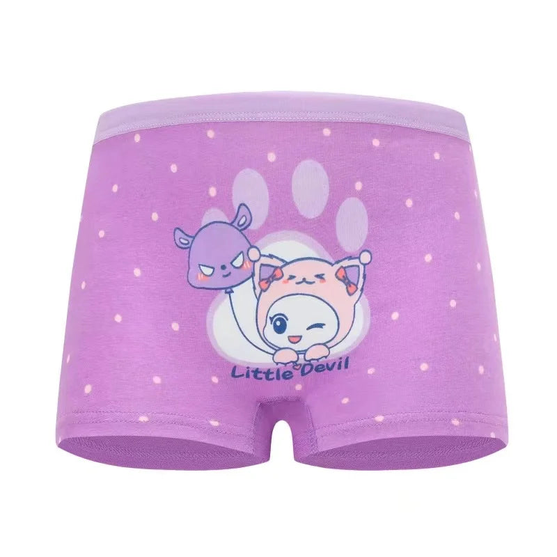 4Pcs/Lot Soft Cotton Children Underwear Cute Cartoon Girls Boxer Briefs Breathable Double-layer Crotch Age 2-9 Panties For Girls