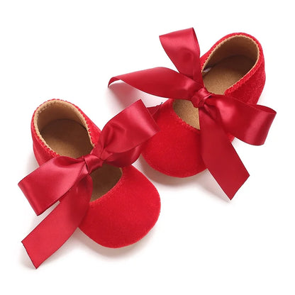 Girls' Princess Baby Shoes Cute Bow Flat Bottom Walking Children's Shoes First Step Newborn Baby Comfortable Soft Sole Footwear