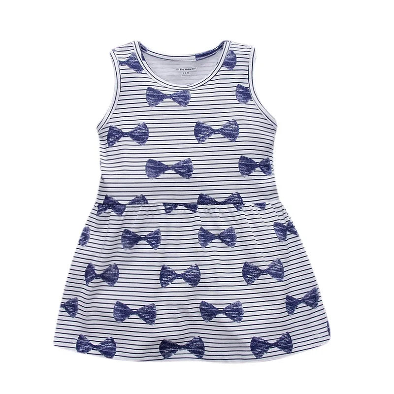 Girls Short Sleeve Summer Dress For 1-6 Years Kids 100% Cotton Casual Dresses Children's Clothing KF128