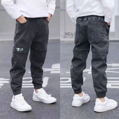 IENENS Kids Boys Jeans  Fashion Clothes Classic Pants Denim Clothing Children Baby Boy Casual Bowboy Long Trousers  5-13Y
