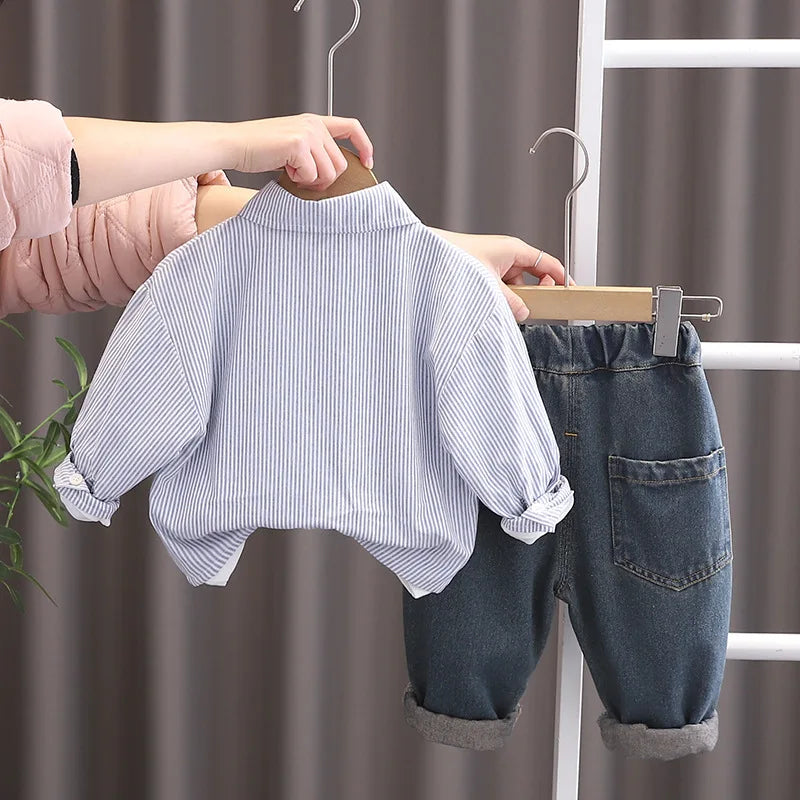 Spring Autumn toddler Baby Boys' Clothing Outfits Sets Striped Shirt+T-shirt+Jeans 3pcs Suits for infant Boys' Clothing Baby set