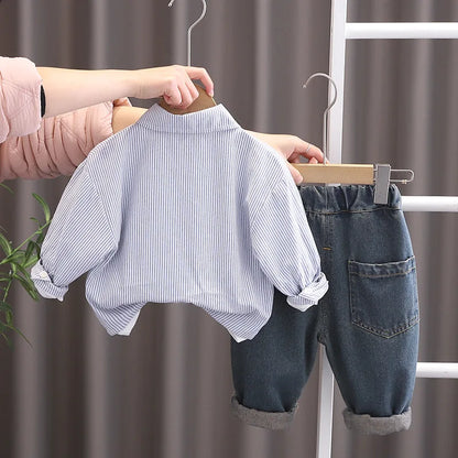 Spring Autumn toddler Baby Boys' Clothing Outfits Sets Striped Shirt+T-shirt+Jeans 3pcs Suits for infant Boys' Clothing Baby set