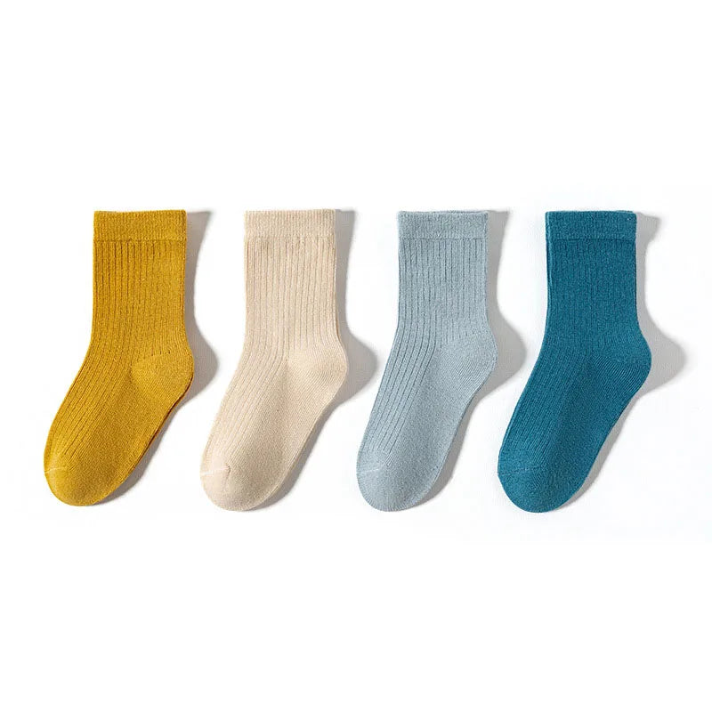 4 Pairs a Lot Spring Kids Knee-high Socks Cute Solid Color Girls Socks 12 Colors Children Versatile In Tube Socks