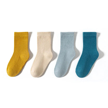 4 Pairs a Lot Spring Kids Knee-high Socks Cute Solid Color Girls Socks 12 Colors Children Versatile In Tube Socks