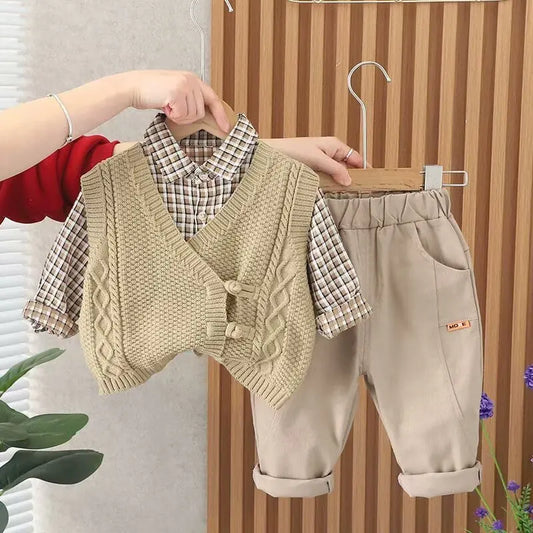 Baby Boys Three-piece Set Clothes Suit Casual Clothing Spring/autumn Fashion Baby  Vest+Shirts+Pantss Cool Autumn