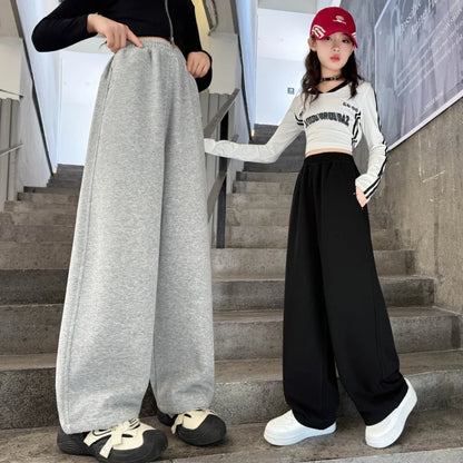 Girls Sweatpants 2025 Spring  Autumn New Style Teenagers Fashion Casual Sports Pants Children Straight Loose Wide-leg Trackpants