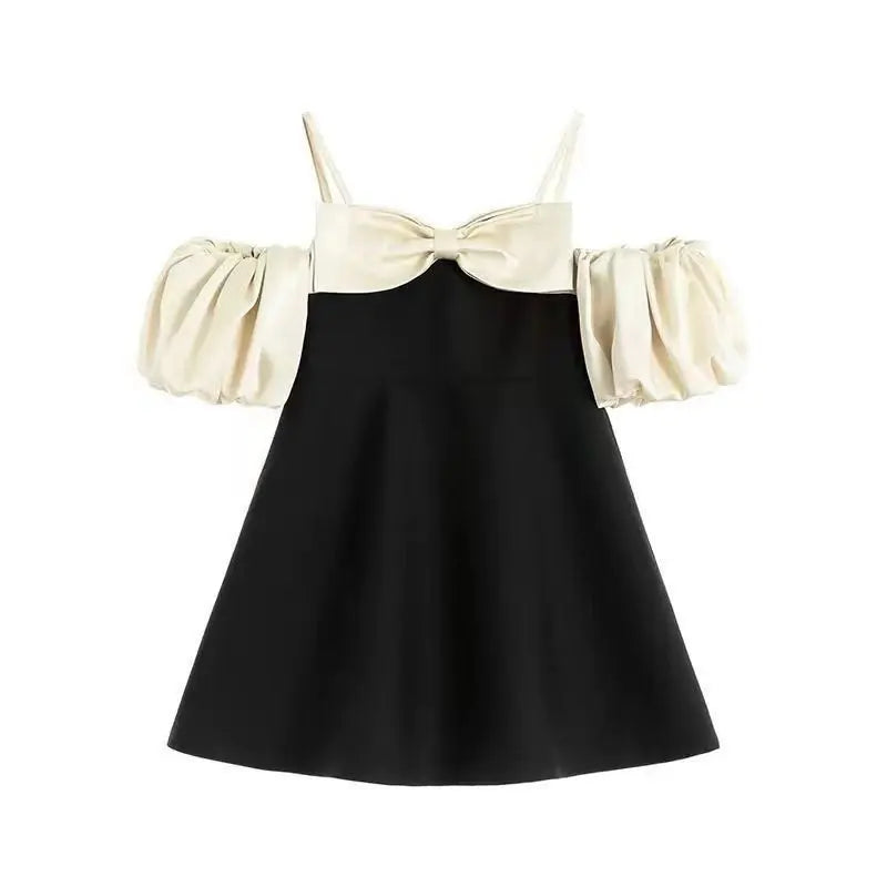 Young Girls New Design Dresses Two Ways To Wear Clothes 2025 Fashion Elegant Bow Patchwork High Grade Teen Girls Dress 5-14Years