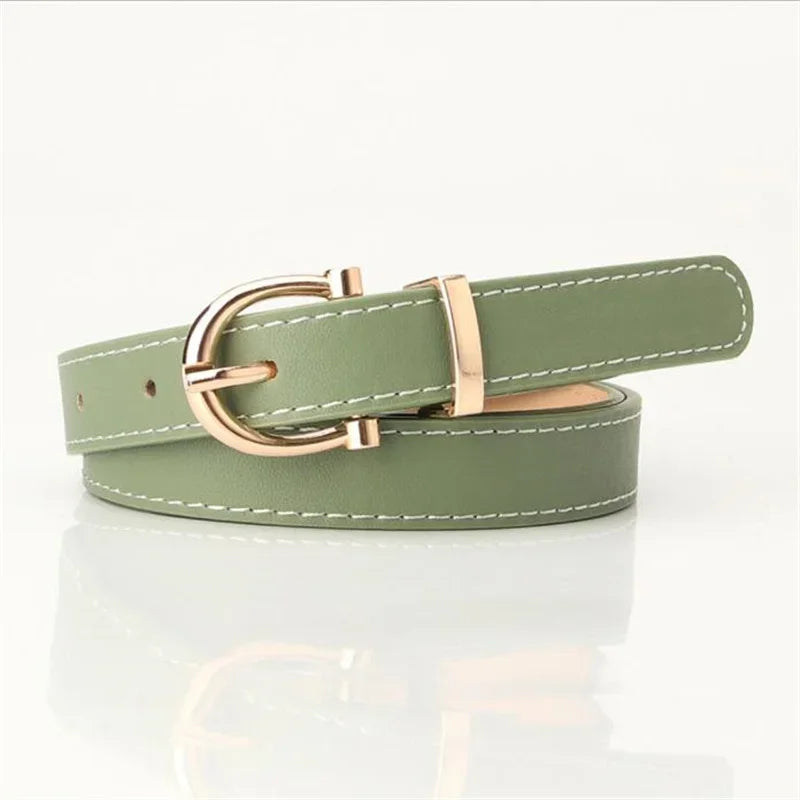 Women Belts New PU Leather Simple Metal Buckle Belt Girls Dress Jean Pants Waistband Belts for Lady Luxury Designer Brand