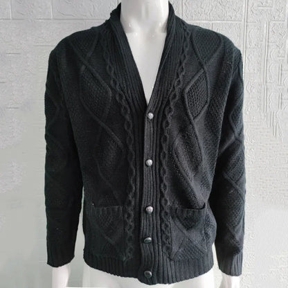 Fall/winter Sweater Men 2023 Fashion Solid Color Long Sleeve Lapel Coat Knitted Cardigan for Men