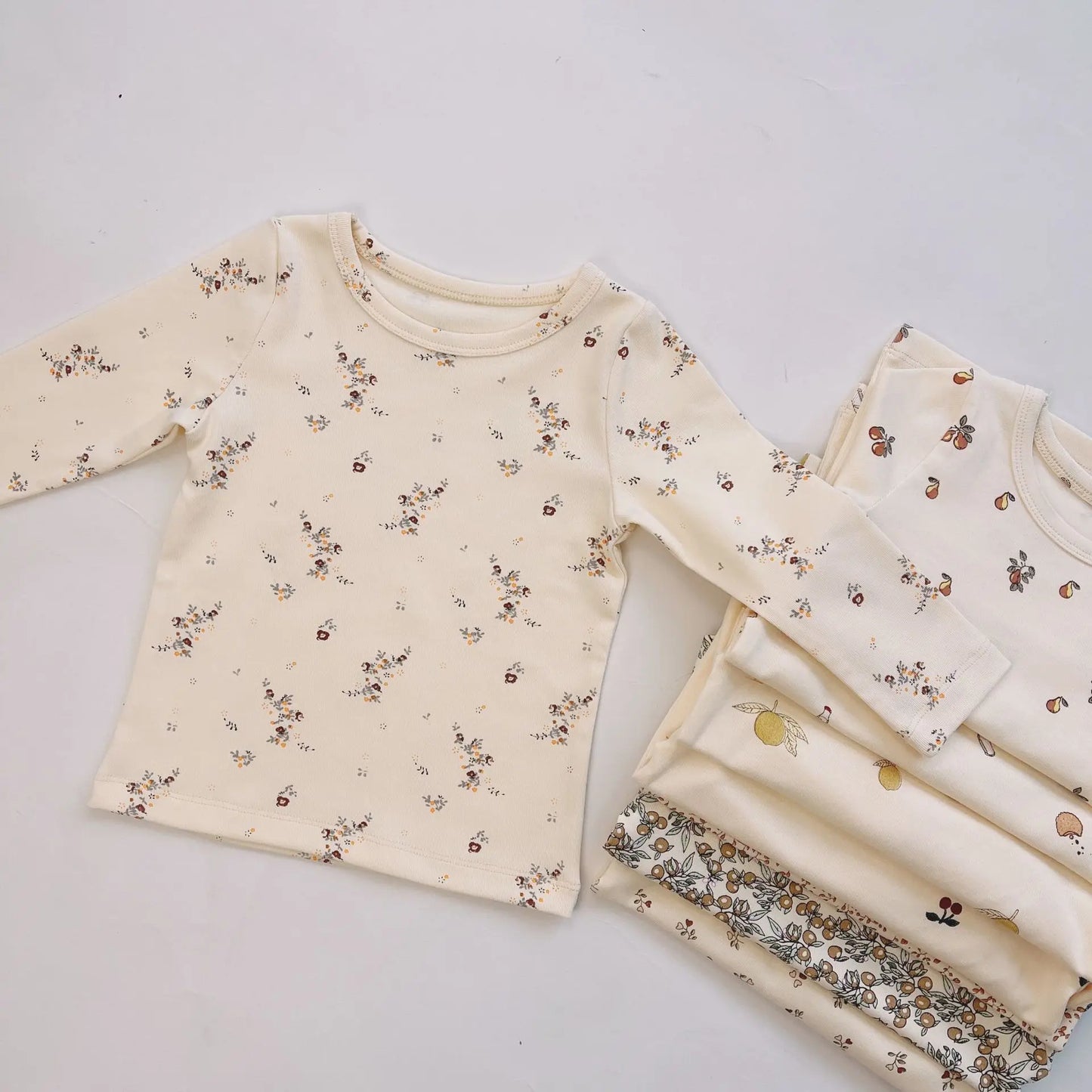 Baby Pajamas Casual Home Clothes Children's Clothing Cherry Lemon Flowers Pajama Baby Infant Autumn Spring Winter 2022