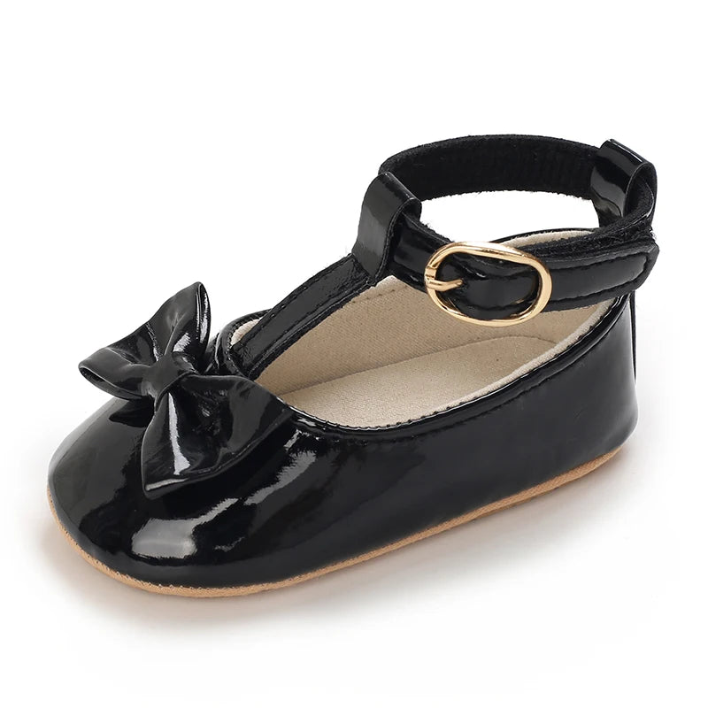 Girls' Princess Shoes Red Shoes Butterfly Bow Shiny Surface Walking Shoes Ladies' Baby Shoes Baby Shoes For Going Out Low